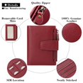 thumbnail image 3 of Petit Portefeuille pour Femmes en Cuir Véritable Blocage RFID Portefeuille à Deux Volets avec Porte-Cartes à Fermeture Éclair et Fenêtre d'Identification Rouge Foncé, 3 of 7