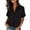 Black-01, variant on Women's V-Neck Button-Down Shirt - Short Sleeve Blouse with Bust Pocket for Business Casual Summer Workwear