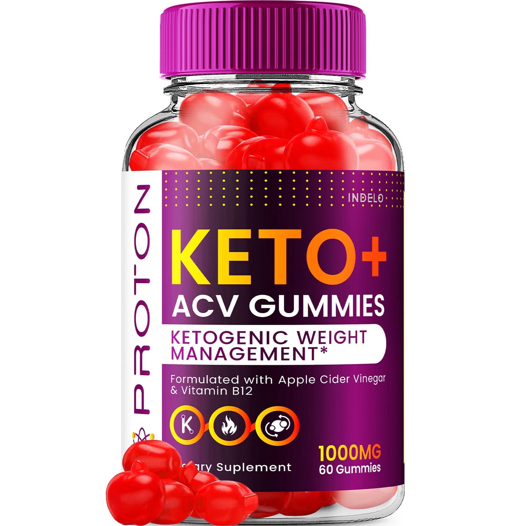 Proton Protein Keto ACV Gummies, Proton Keto + ACV Gummies Advanced Weight Loss Apple Cider Vinegar Supplement 1000MG, Proton Keto Gummies Keto + ACV Folic Acid Beet Root (60 Gummies)