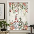 thumbnail image 4 of Beige Christmas Gnomes Semi Sheer Curtains Drapes for Living Room,Bedroom,French Doors Window 84 Inches Long,Xmas Tree Poinsettia Winter Holiday Rod Pocket Chiffon Curtain Voile Drapery Panel, 4 of 6