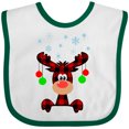 thumbnail image 3 of Inktastic Cute Flannel Reindeer with Christmas Bulbs and Snowflakes Boys or Girls Baby Bib, 3 of 4