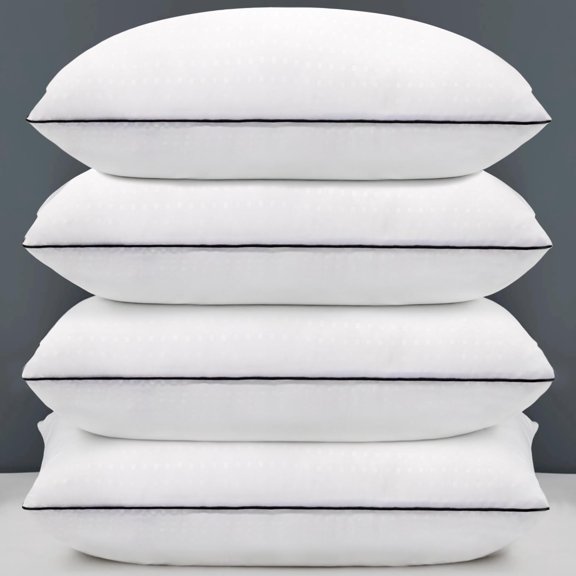 KAQINU Standard Size Bed Pillows for Adult,4 Pack Great Support Luxury Hotel Pillows for Side,Stomach and Back Sleepers.