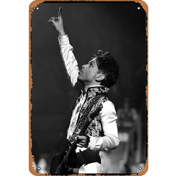 Placa Metal Vintage Príncipe Músico Pintura Hierro Rectangular Pared 30x40cm