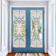thumbnail image 2 of Boho Green Flower Door Curtains for Door Window, French Sidelight Front Back Door Curtains With Tieback, Botanical Watercolor Leaf Floral Kitchen Rod Pocket Drapes Panel, 54"x72", 2 of 5