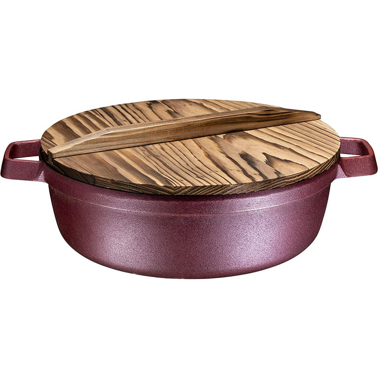 LLLY Handmade Iron Pot Non-Stick Pot Cast Iron Pot Detachable Wooden Handle  Kitchen Household Cookware