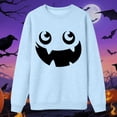 thumbnail image 2 of QHFBli Men's College Crewneck Sweatshirt Men's Halloween Face Print Hoodless Sweatshirt Comfortable Casual Wear Pullover Stylish Soft Light Blue S, 2 of 3