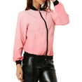 thumbnail image 4 of INSPIRE CHIC Women's Coat Casual Zip Up Bomber Jacket Windbreaker Outerwear with Pockets S Pink, 4 of 7