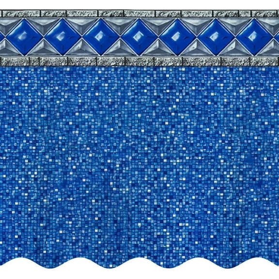 SmartLine 12' x 24' Oval Crystal Tile Unibead Above Ground Swimming Pool Liner, 54" Height, 25 Gauge