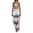 thumbnail image 2 of KOMOO 2Pcs Women Boho Outfits Butterfly Printed Halter Tops Wide Leg Loose Pants Suit Plus Size, 2 of 9