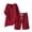 Red, variant on Zynoxe Women's Cotton Linen Two Piece Sets Relaxed V Neck Short Sleeve Button Top Straight Leg Elastic Drawstring Waist Shorts Set Comfy Breathable Summer Outfits Versatile Solid Color Lounge Set S