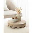 thumbnail image 4 of Kate and Laurel Fairlee Decorative Wavy Round Tray, 12 Inch Diameter, Natural Wood, Modern Scalloped Circle Serving Tray for Coffee Table Ottoman Tray, Dining Table Centerpiece, or Entryway Catchall, 4 of 9