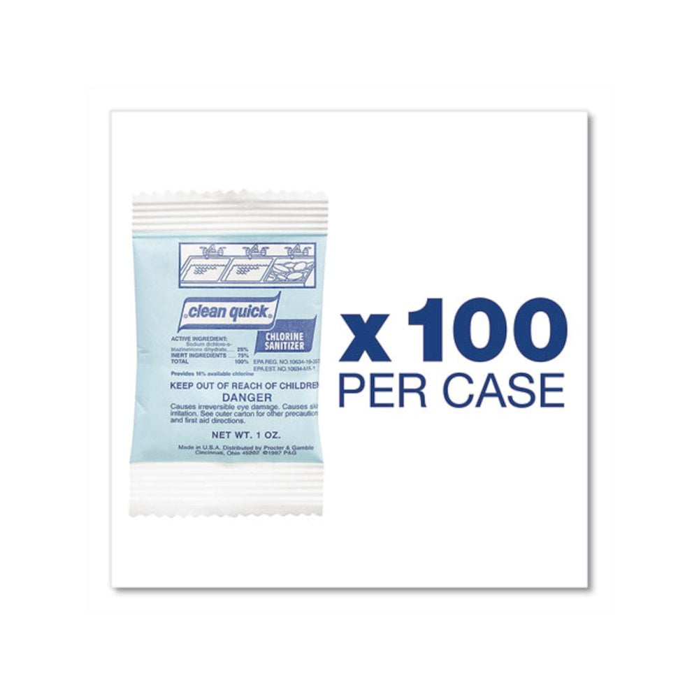 Clean Quick Powdered Chlorine-Based Sanitizer 1oz Packet 100/Carton (PGC02584)