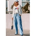 thumbnail image 4 of Plusashion Sky Blue High Waist Cargo Jeans - Comfortable Wide Leg Fit, 4 of 8