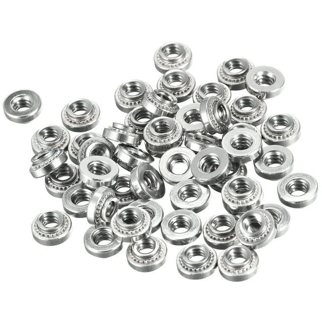 Unique Bargains Self -Clinching Nuts,#6-32x0.1-Inch Stainless Steel Rivet Nut Round Head Steel Metal Sheet Mounting Fastener 50pcs
