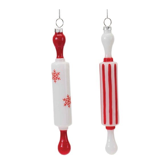Glass Rolling Pin Ornament Set of 12
