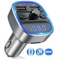 thumbnail image 1 of Transmisor FM Bluetooth, adaptador de radio para coche con micrófono y 2 cargadores USB, pantalla LED, kit manos libres para coche, 1 of 5