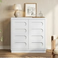 thumbnail image 2 of Kitchen Storage Cabinet with 2 Doors and Adjustable Shelves, Sideboard Buffet Cabinet with Storage, Curved Design Dresser/Coffee Bar for Kitchen Hallway Living Room, White, 2 of 9