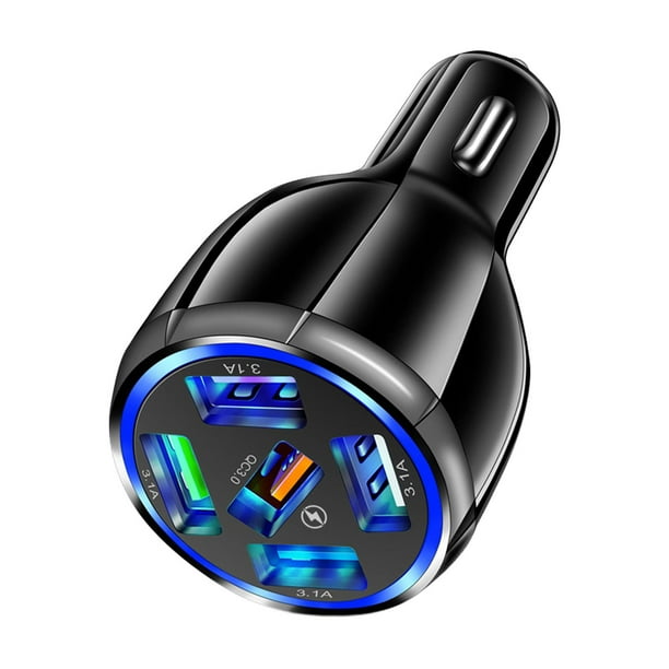 Cargador rápido para coche QC3.0, carga rápida, USB, universal, multipuerto, 12 V-32 V, para teléfono de coche. Negro