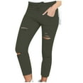 thumbnail image 1 of Yuyuzo Plus Size Leggings for Women High Waisted Drawstring Cutout Ripped Hole Slim Tight Solid Color Pants, 1 of 5