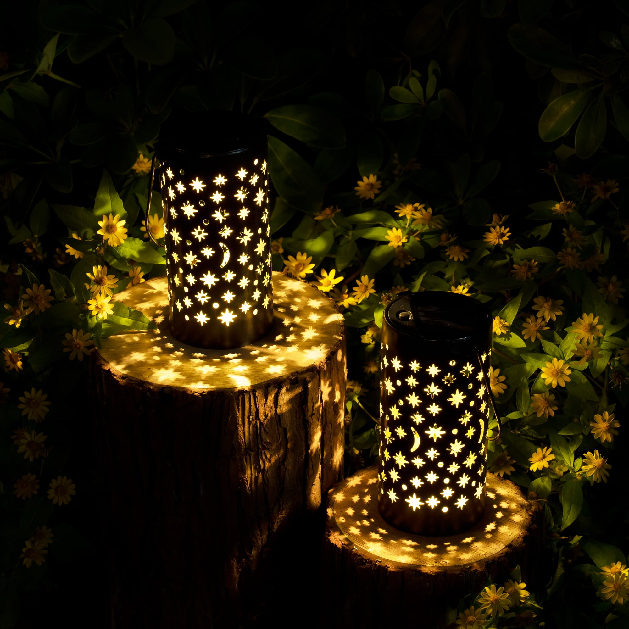Solpex Solar Pathway Lights, 6 Pack Solar Lanterns Outdoor Solar Lights Decorative Waterproof, Hanging Solar Lights Star Moon Solar Landscape Lights Outdoor for Walkway, Garden, Patio, Lawn, Yard