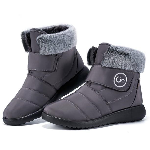 CERYTHRINA Womens Snow Boots Fur Lining Bootie Warm Ankle Booties Slip On Comfortable Outdoor Thickening Winter Shoes Snow Sneakers Black 35-247466