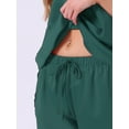 thumbnail image 5 of DARING DIVA Satin Pajama Short Sleeve Crew Neck Top Set M Dark Green, 5 of 6