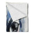 thumbnail image 2 of Urban Soft Flannel Fleece Throw Blanket, Woman with Sunglasses and Blue Hair Hand Drawn Art Watercolor Portrait, Cozy Plush for Indoor and Outdoor Use, 50" x 60", Coconut Blue and Black, by Ambesonne, 2 of 5