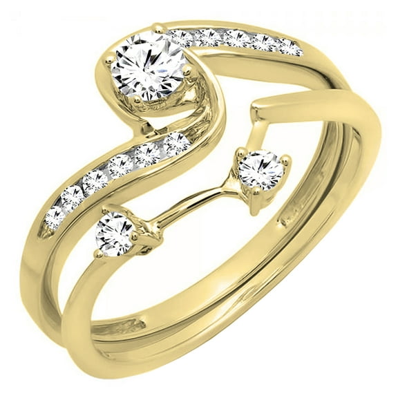 Dazzlingrock Collection 0.50 Carat (ctw) 14K Diamond Ladies Swirl Bridal Engagement Ring Set 1/2 CT, Yellow Gold, Size 4