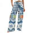 thumbnail image 2 of Blue Women's Plus Size Pants, Women'S Casual And Fashionable Beach Elastic Waist Wide Leg Pants With Colorful Floral Print Pockets,Women's Plus Size Pants XL, 2 of 4