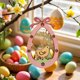 thumbnail image 1 of Decoraciones de Pascua, adornos de Pascua, regalos de Pascua, decoración de madera de Pascua con escena R, cordón decorativo, colgante, 1 of 6