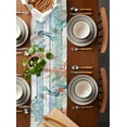 thumbnail image 2 of Sea Turtle Ocean Table Runner Cotton Linen 60 Inch Holiday Dresser Scarves, Summer Beach Coastal Coral Wooden Tablerunner for Kitchen Coffee Dining Bedroom Living Room Dinner Scarf Décor 13''x60'', 2 of 9