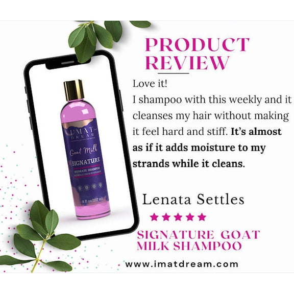 I'mat Dream Brand, Signature Goat Milk Hydration Shampoo, Organic Aloe, Sulfate Free, All Hair Types