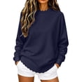 thumbnail image 2 of Only Moment Blue Lightweight Crochet Pullover Tops Crew Neck Cropped Sweater, Winter Clothing, Long Sleeve Dressy Top, Business Casual Outfit, Pullover Sweater, Early Fall Fashion L, 2 of 7