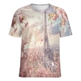 thumbnail image 5 of Blossoming Paris Eiffel Tower Women's T-Shirt Short Sleeve T Shirts Tops Tee Ladies Loose T, 5 of 6