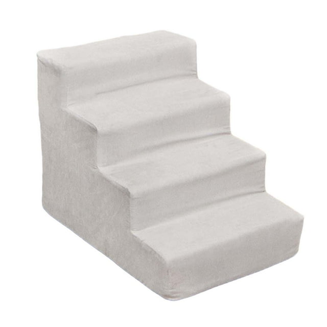 Escaleras con rampa para perros, escalones para mascotas, estables para sofá, sofá y cama alta, cubierta duradera lavable a máquina, escalera ligera Gris 4 Pasos