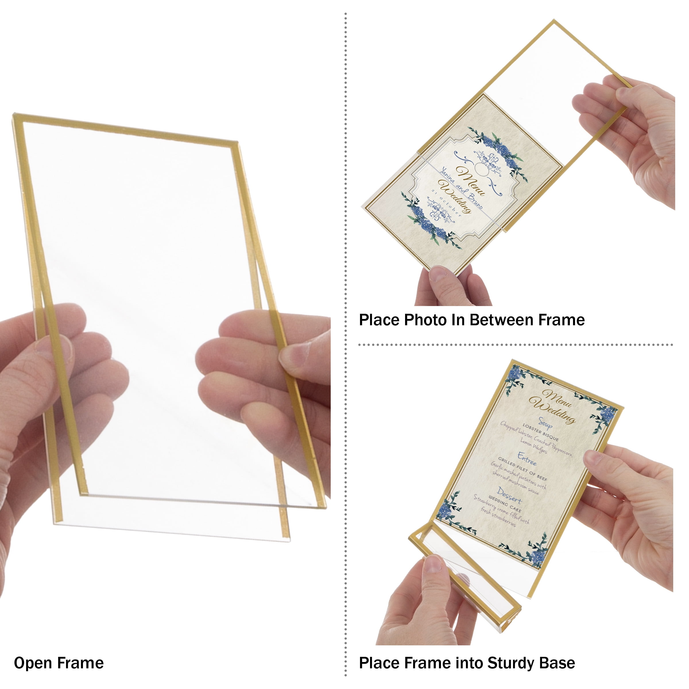 GNP 4x6 Picture Frame (6-Pack) – Floating Frame for Table Numbers, Wedding Signs, Photo Display, or Table Decor - Gold
