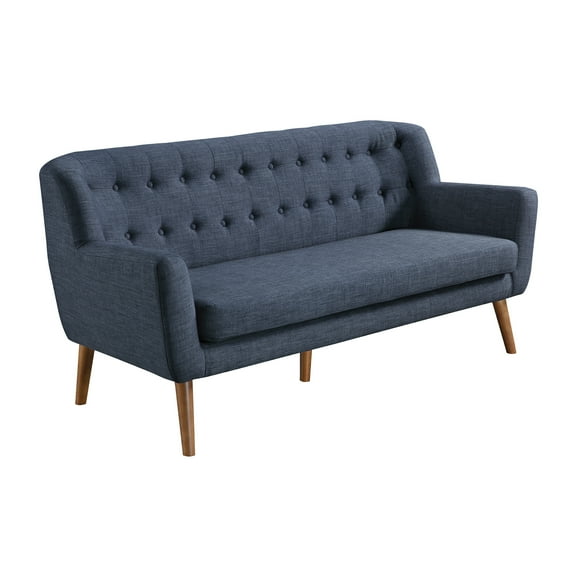 Mill Lane Mid-Century Modern 68 inches Tufted Sofa in Navy Blue Fabric