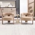 thumbnail image 6 of S-HOME Mid-Century Modern Velvet Accent Chair  with Wooden Legs for Living Room, Bedroom, Office Decor, khaki, 6 of 9