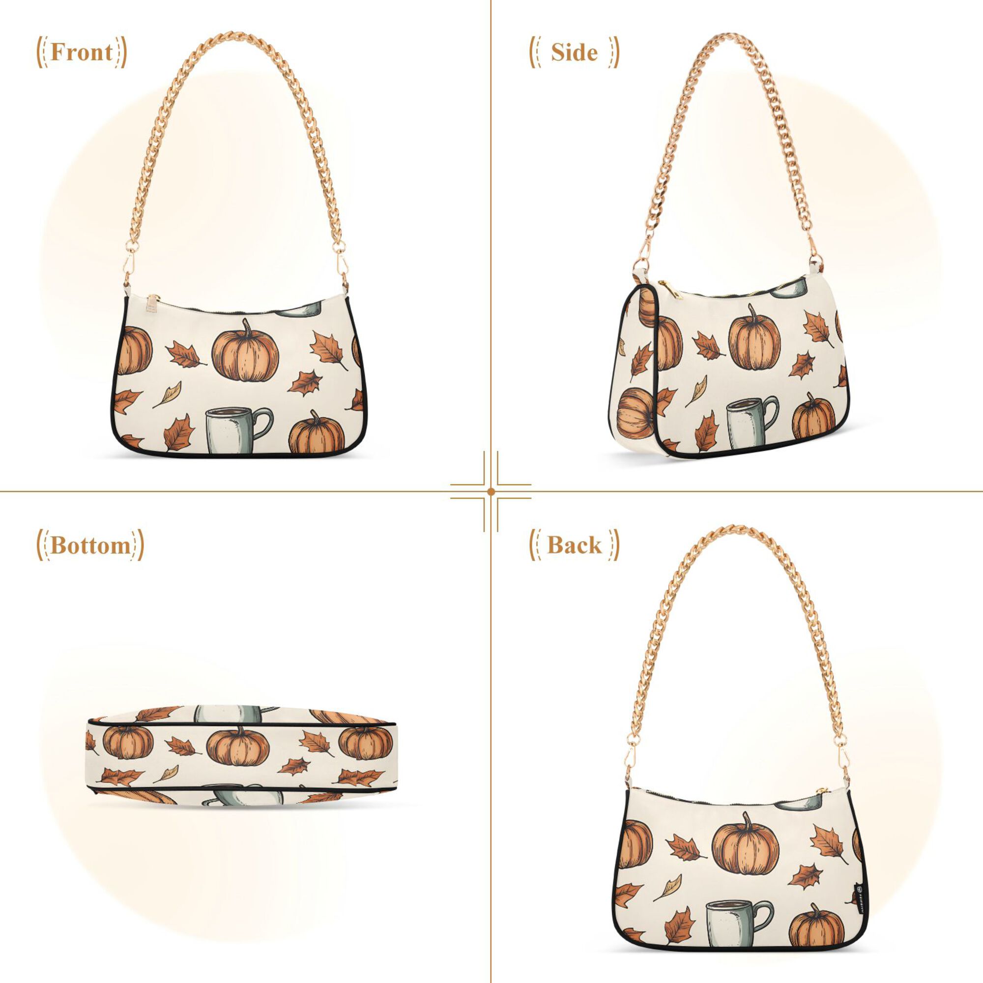 FORMRS Womens Shoulder Bag with Chain Strap Clutch Purse Cute Tote Handbag, Fall Leaves