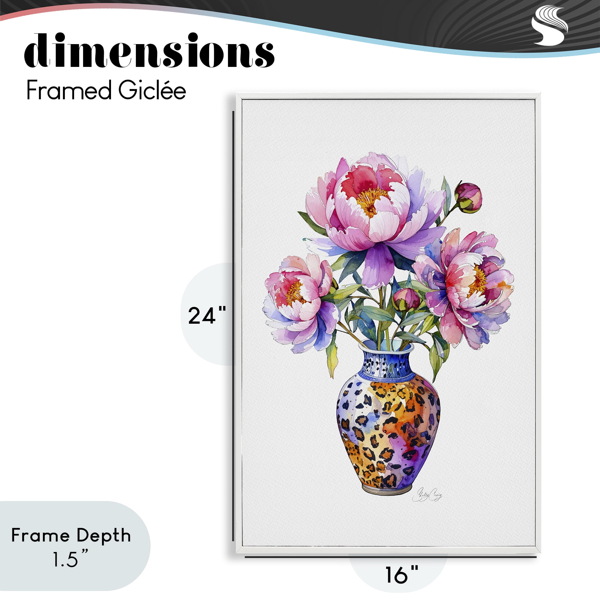 Stupell Industries Fierce Blooms Flower Vase White Framed Giclee Art, design by Shelly Craig