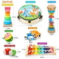 Oathx Baby Music Toys Educational Toddler Learning Toy 12Piece Wooden Musical Instrument Set