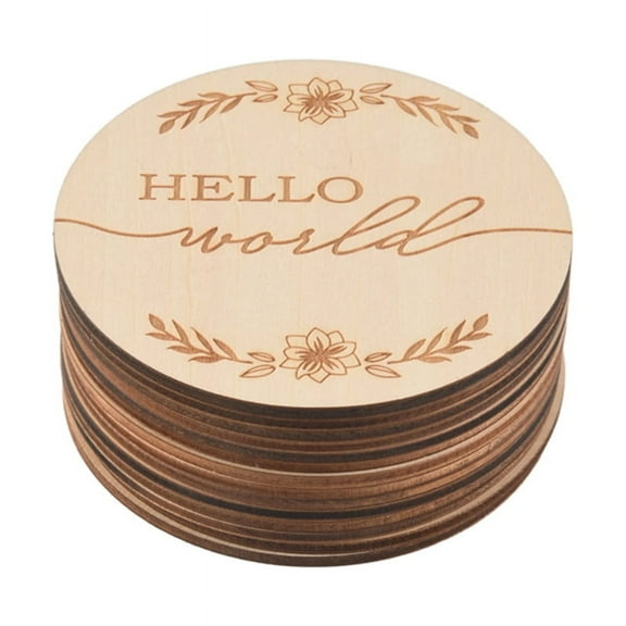 14Pcs Wooden Baby Monthly , Baby Milestone Discs for Photo Props Baby Shower Gifts,14 * wooden photography props,log color