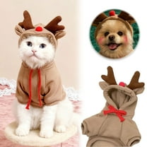 Pet Reindeer Hoodie Costume, Soft Polyester Warm Velvet Pet Clothes for Daily Use, Indoor Activities, Holiday Gathering & Birthday,S