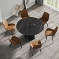 thumbnail image 2 of Modern Round Dining Table 53" - Black Sintered Stone Top &amp; Carbon Steel Base, Seats 6, Kitchen/Dining Room. Stain &amp; Heat Resistant, Easy Clean., 2 of 10