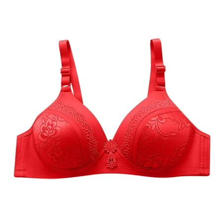 

qILAKOG Bras For Women Push Up Plus Size Medium Cup Without Steel Rings Female Breathable Gathered Bra for Everyday Comfort Wear Ladies Printed Underwear S