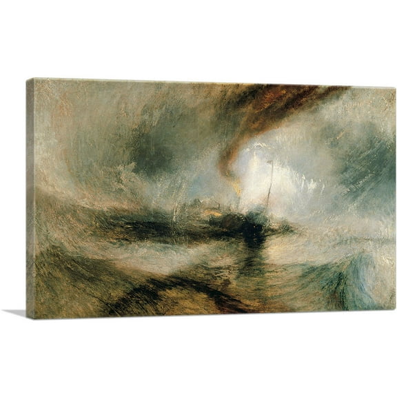 ARTCANVAS Snow Storm - Steam-Boat off a Harbour's Mouth 1842 Canvas Art Print by J. M. W. Turner - Size: 26" x 18" (0.75" Deep)