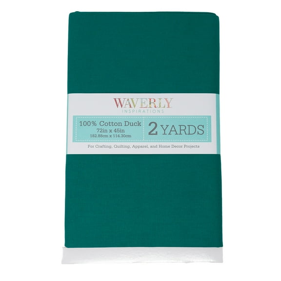 Waverly Inspirations 2 Yard Cut 100% Cotton Duck Solid Fabric Solid Teal, 45" Wide for Quilting & Sewing