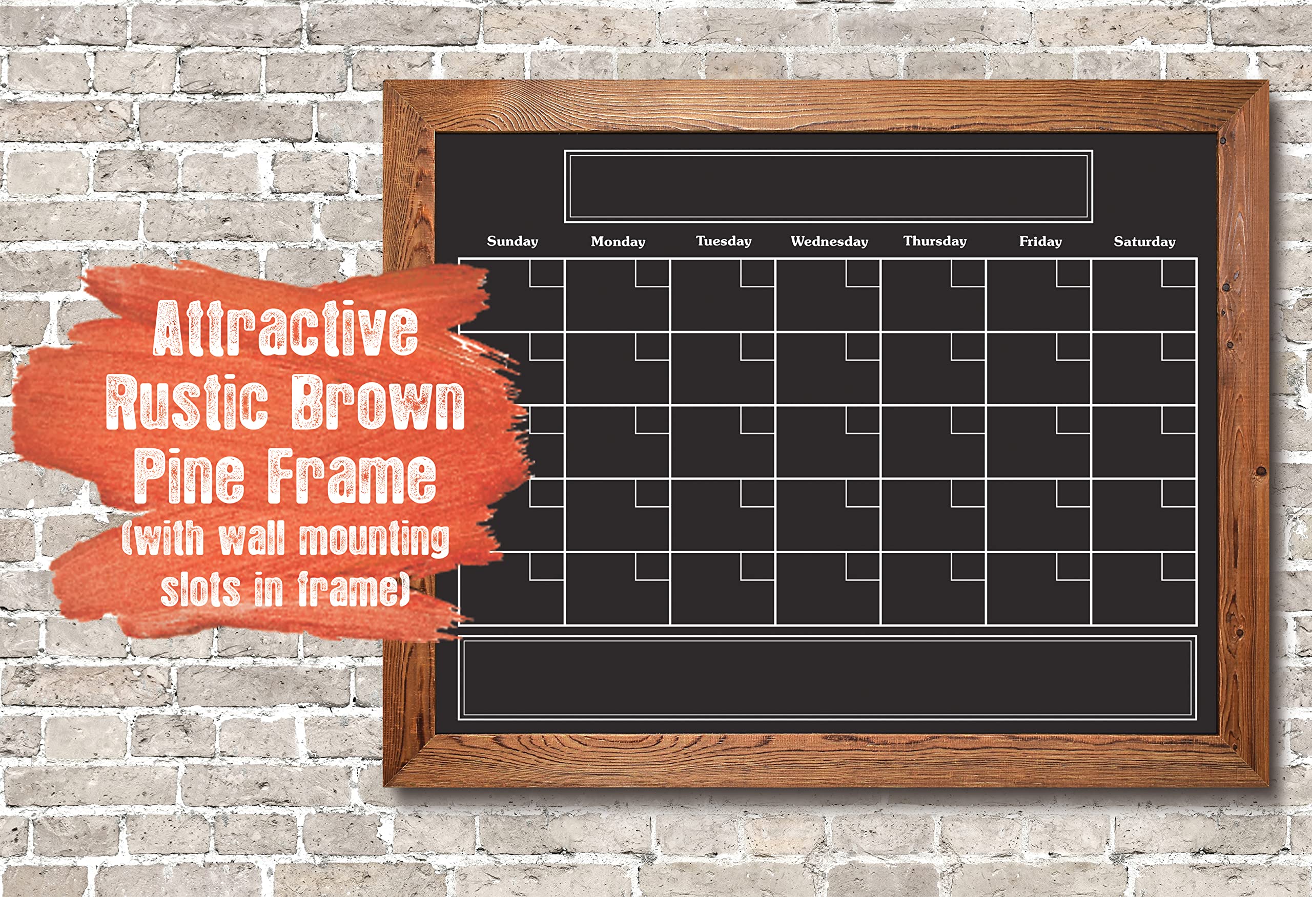 Magnetic Wall Chalkboard Monthly Calendar, Rustic Wood Frame Large Chalkboard  Calendar, 24 x 30, Wall Mount, with Chalk Markers & Magnets, by Better  Office Products 