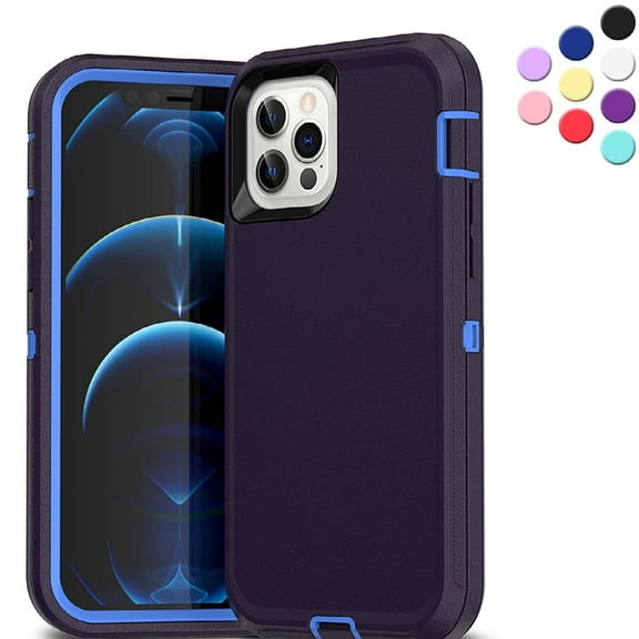 Entronix Heavy Duty Case Designed for iPhone 12 Pro Max, Shockproof Triple Layer Rugged Case (Blue)