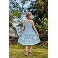 thumbnail image 4 of Arshiner Girls Summer Sleeveless Bow-Tie Straps Sundress Flowy Smocked Backless Tiered Lace Swing Midi Dress with Pockets, 4 of 7